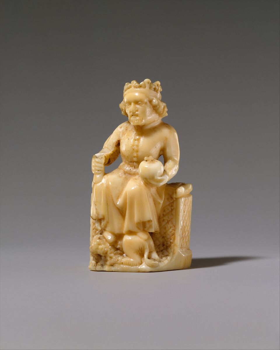 Chess Piece in the Form of a King, Walrus ivory, German 