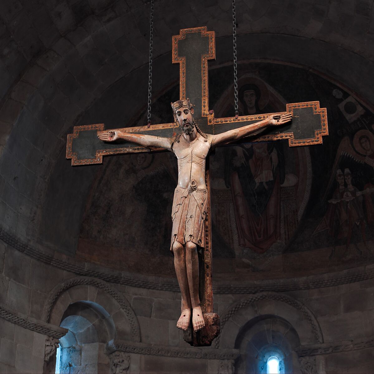 Crucifix, White oak with paint, gold leaf, and tin leaf (corpus); softwood with paint and tin leaf (cross), Spanish 