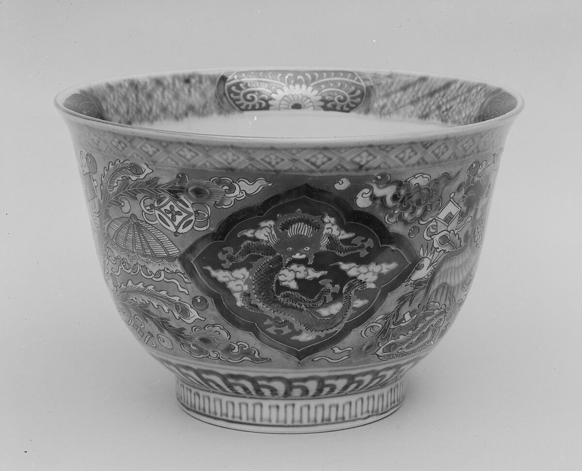 Bowl, Porcelain decorated in red-orange, blue, green and gilt (Arita ware, Imari style), Japan 