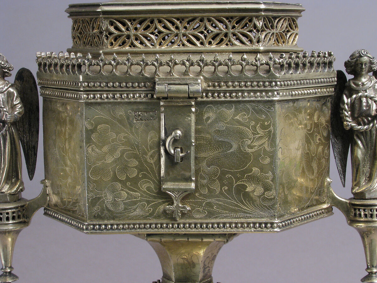 Footed Pyx, Silver, silver-gilt with opaque enamel, Spanish (?)