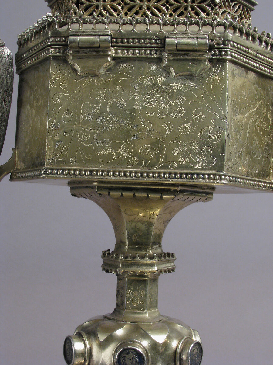 Footed Pyx, Silver, silver-gilt with opaque enamel, Spanish (?)