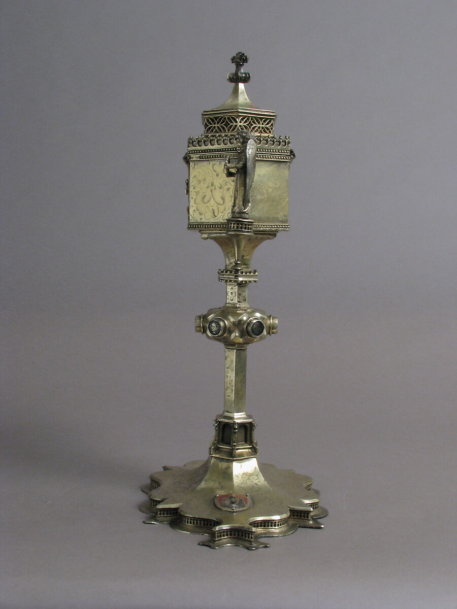 Footed Pyx, Silver, silver-gilt with opaque enamel, Spanish (?)