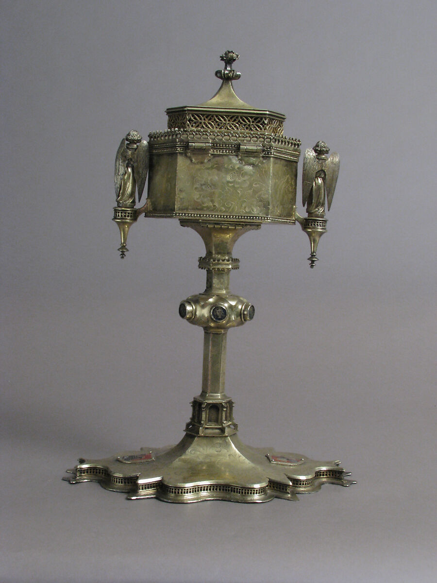 Footed Pyx, Silver, silver-gilt with opaque enamel, Spanish (?)