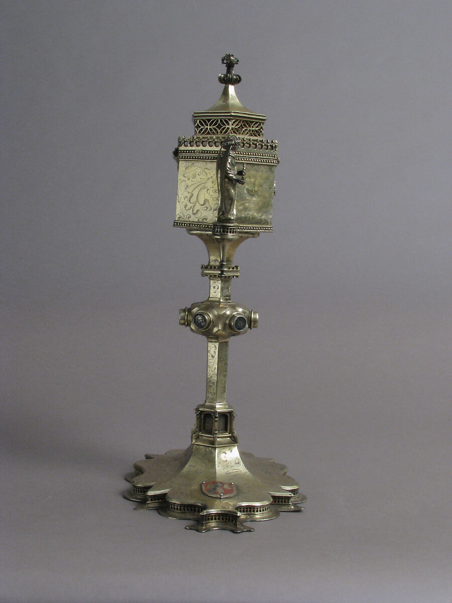 Footed Pyx, Silver, silver-gilt with opaque enamel, Spanish (?)