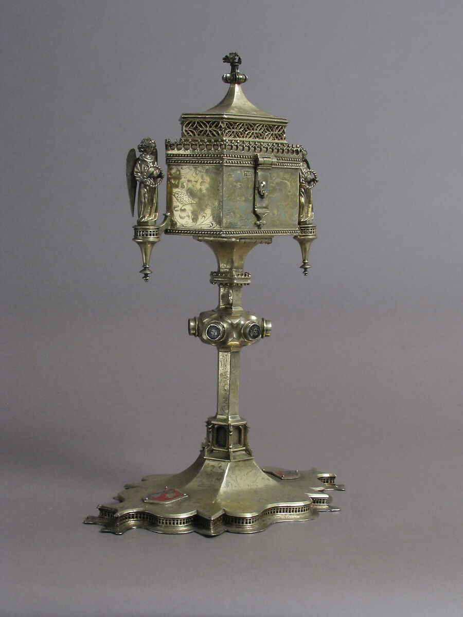 Footed Pyx, Silver, silver-gilt with opaque enamel, Spanish (?)