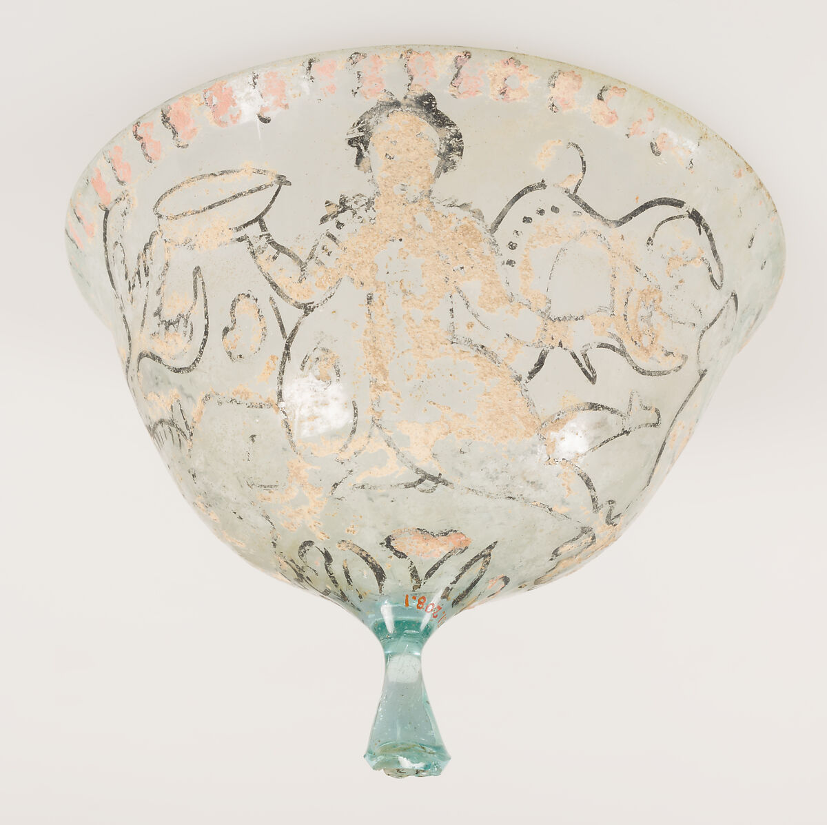 Goblet, Glass with vitreous paint, Coptic