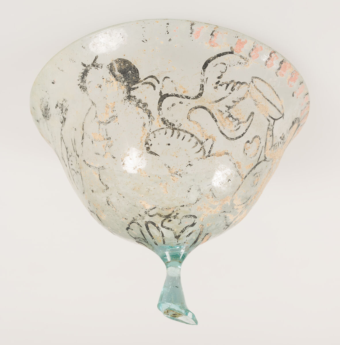Goblet, Glass with vitreous paint, Coptic