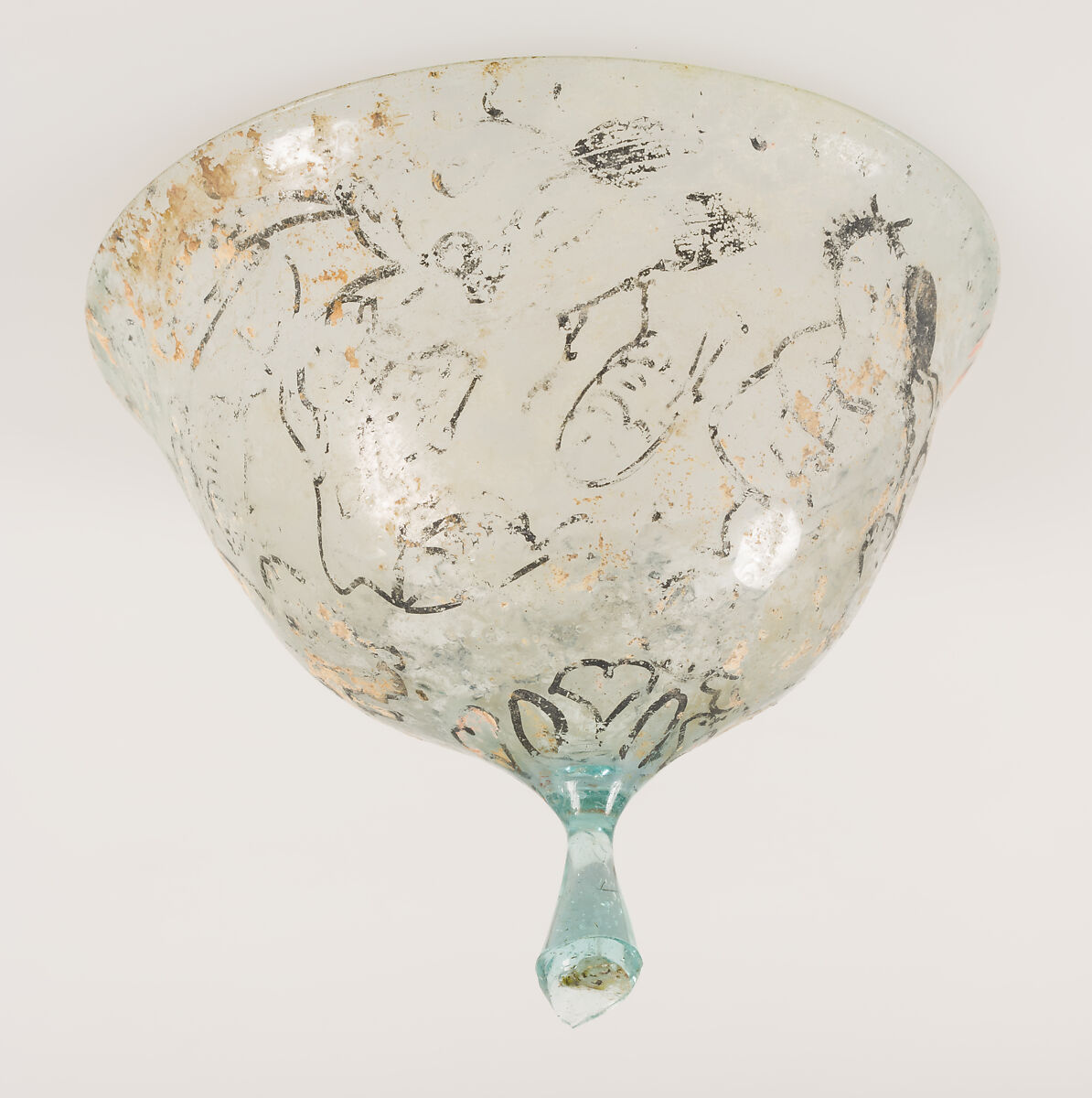 Goblet, Glass with vitreous paint, Coptic
