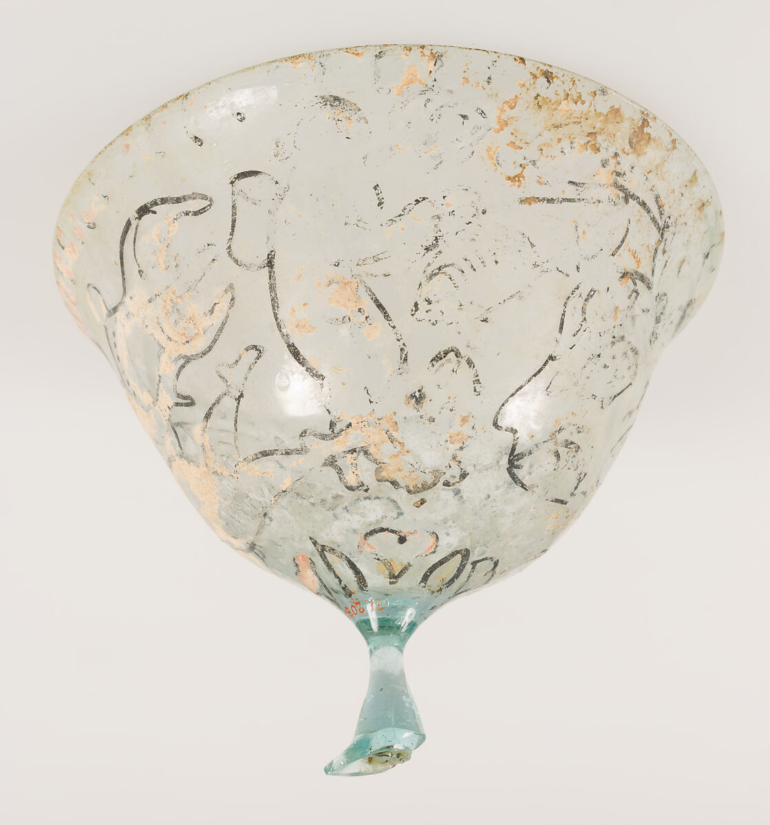 Goblet, Glass with vitreous paint, Coptic