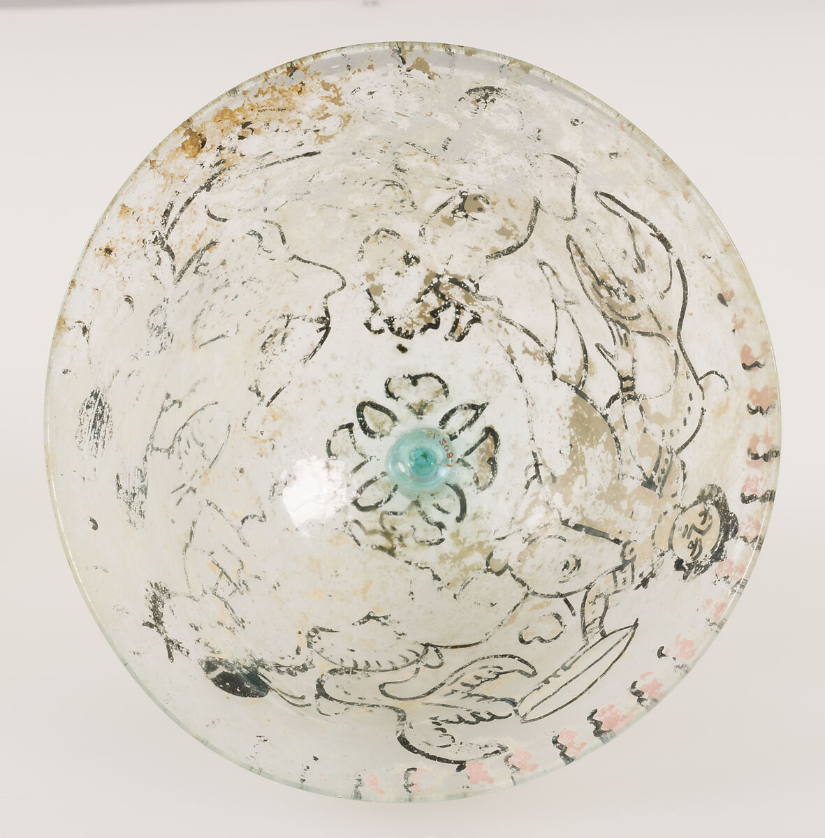 Goblet, Glass with vitreous paint, Coptic