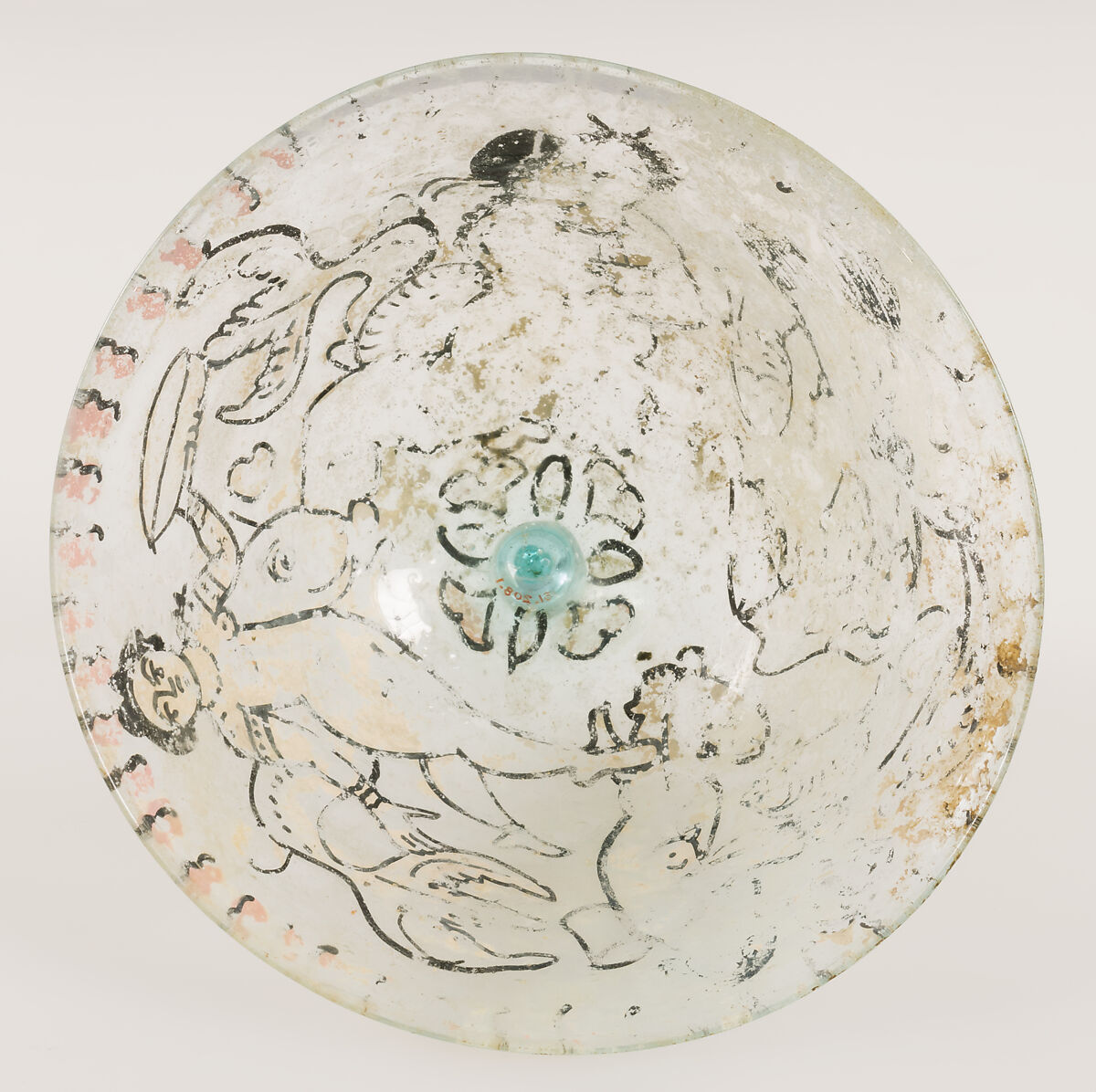 Goblet, Glass with vitreous paint, Coptic