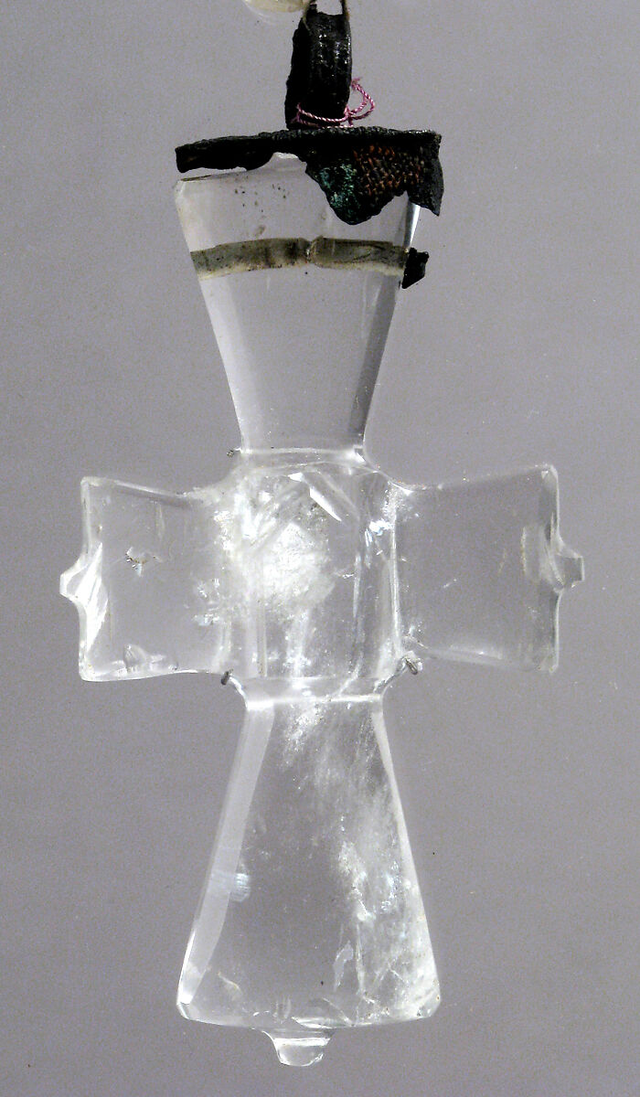 Necklace and Pendant Cross, Rock crystal, silver mount, Coptic (Egypt)