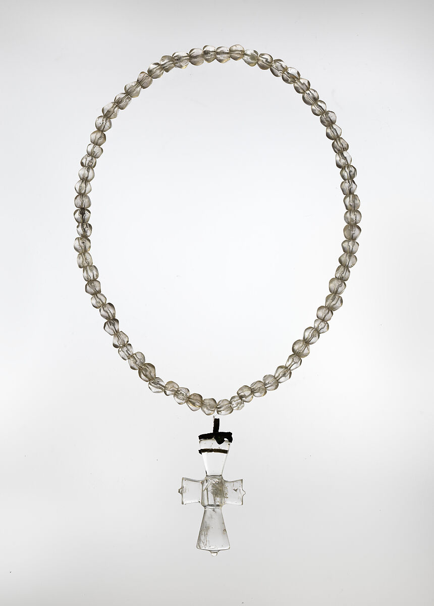 Necklace and Pendant Cross, Rock crystal, silver mount, Coptic (Egypt) 