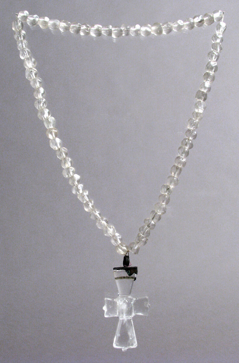 Necklace and Pendant Cross, Rock crystal, silver mount, Coptic (Egypt)