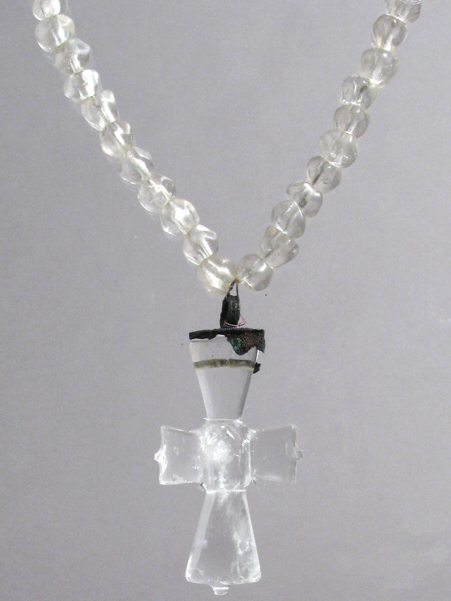 Necklace and Pendant Cross, Rock crystal, silver mount, Coptic (Egypt)