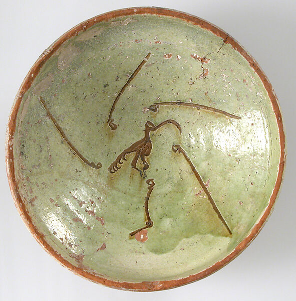 Bowl with Long Beaked-Bird, Terracotta decorated in sgraffito, Byzantine 