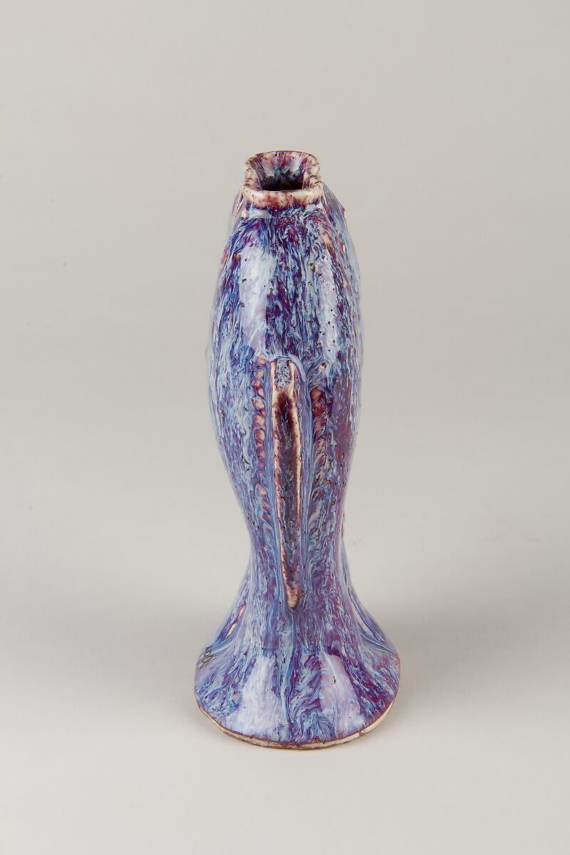 Vase in the form of twin fish, Porcelain with flambé glaze (Jingdezhen ware), China