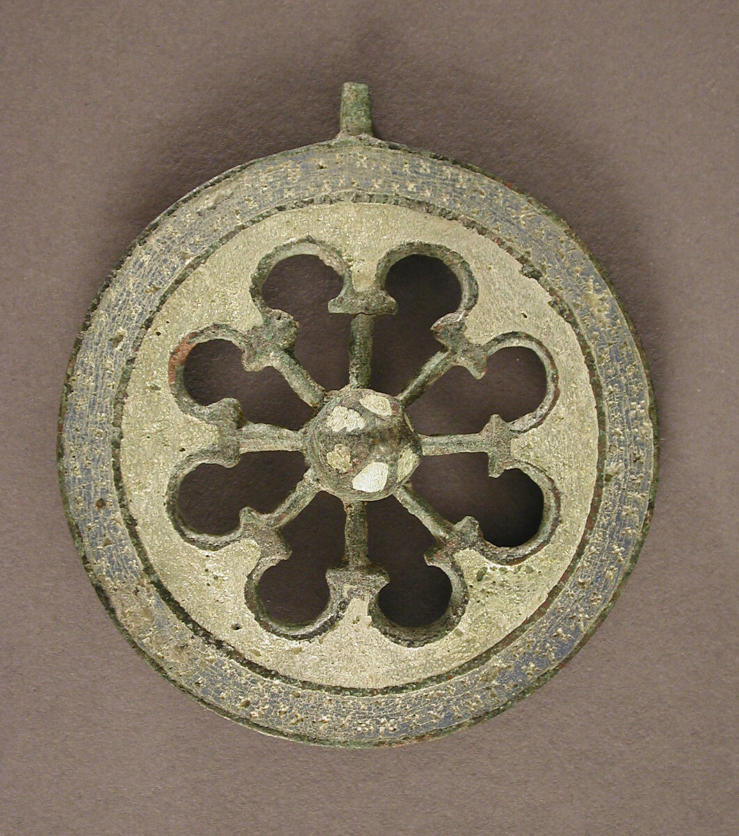 Disk Brooch, Copper alloy, millefiori enamel, Roman 