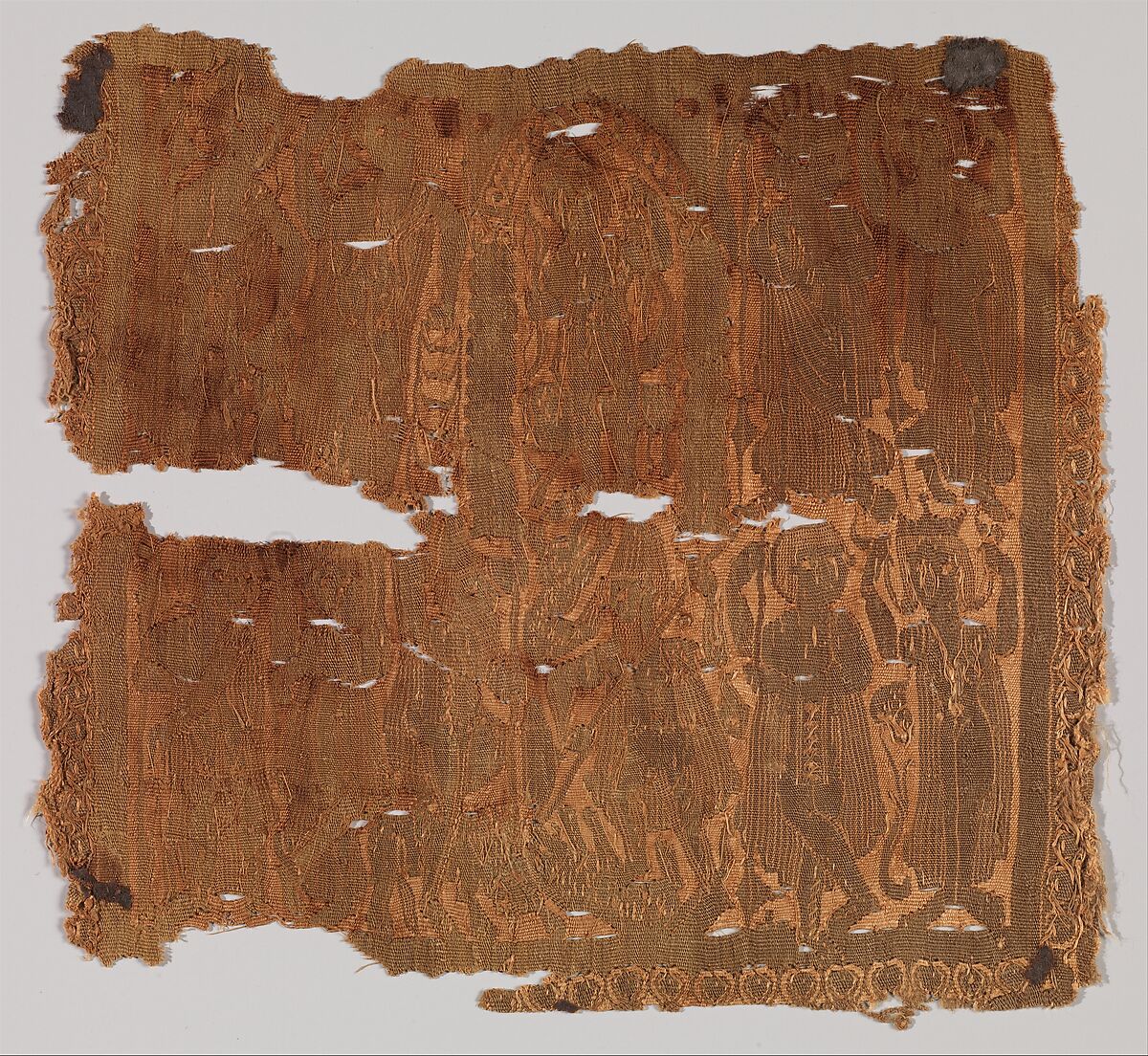 Square with Classical Scenes, Wool and linen, tapestry weave, Byzantine