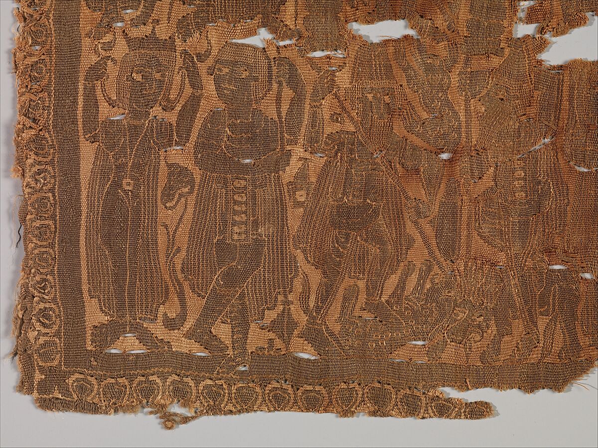 Square with Classical Scenes, Wool and linen, tapestry weave, Byzantine