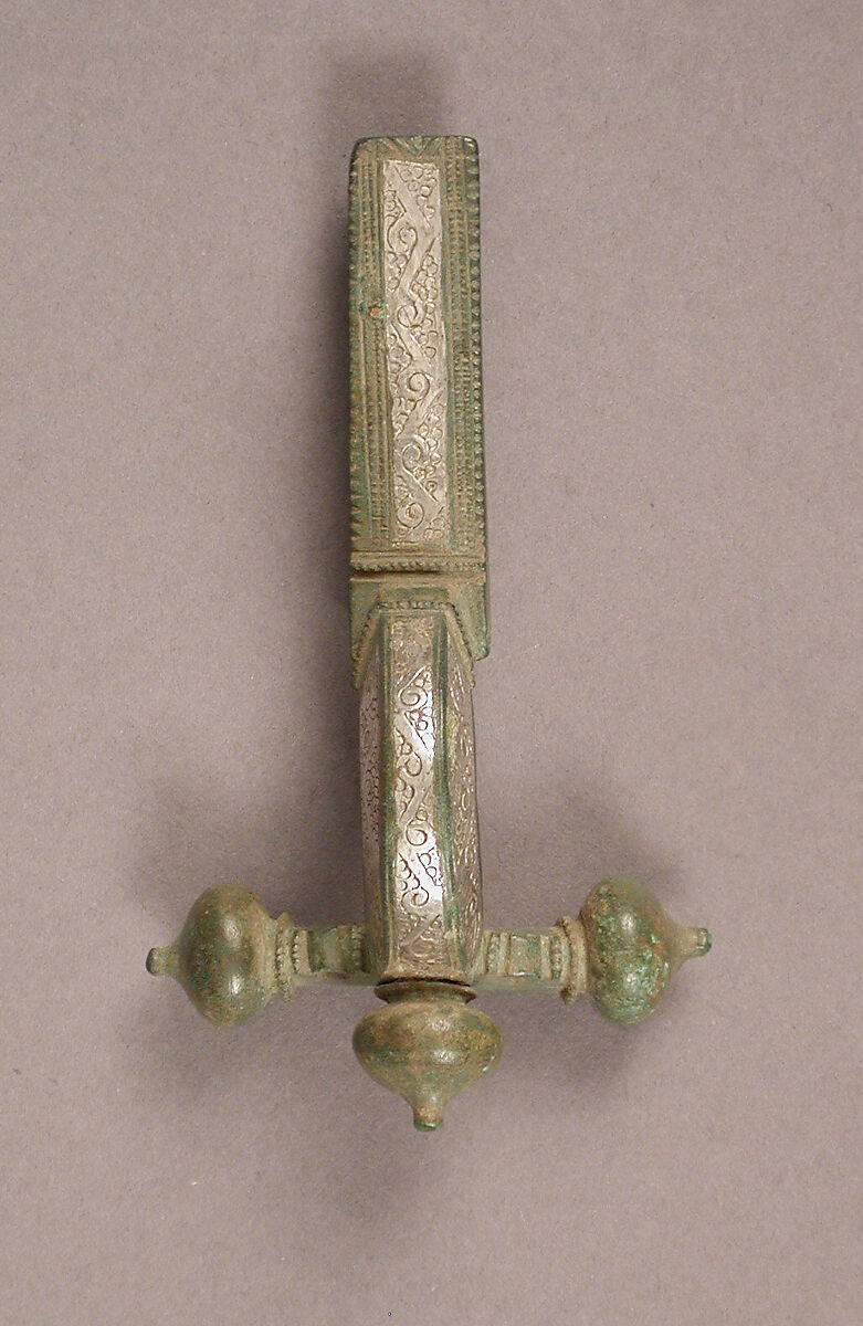 Crossbow Brooch, Cast copper alloy with silver inlay, Late Roman or Byzantine 