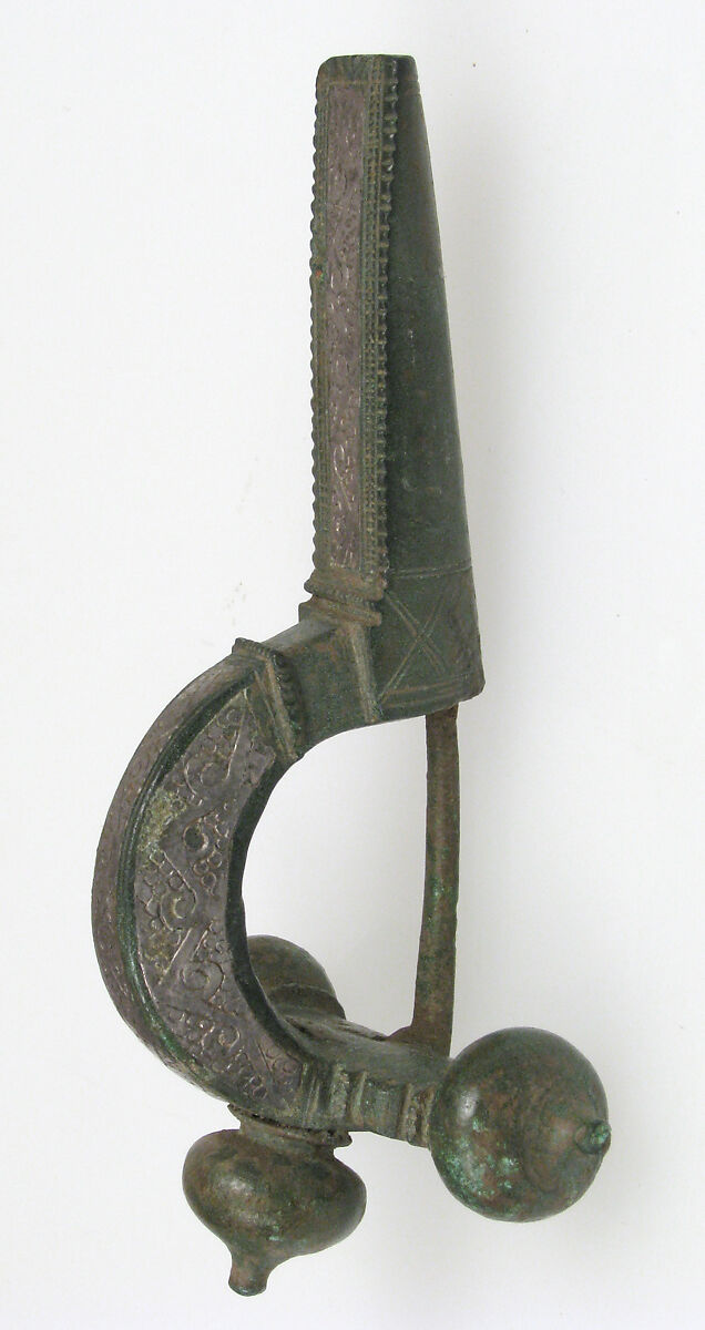 Crossbow Brooch, Cast copper alloy with silver inlay, Late Roman or Byzantine