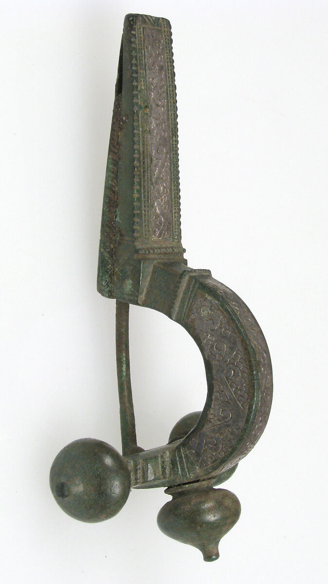 Crossbow Brooch, Cast copper alloy with silver inlay, Late Roman or Byzantine