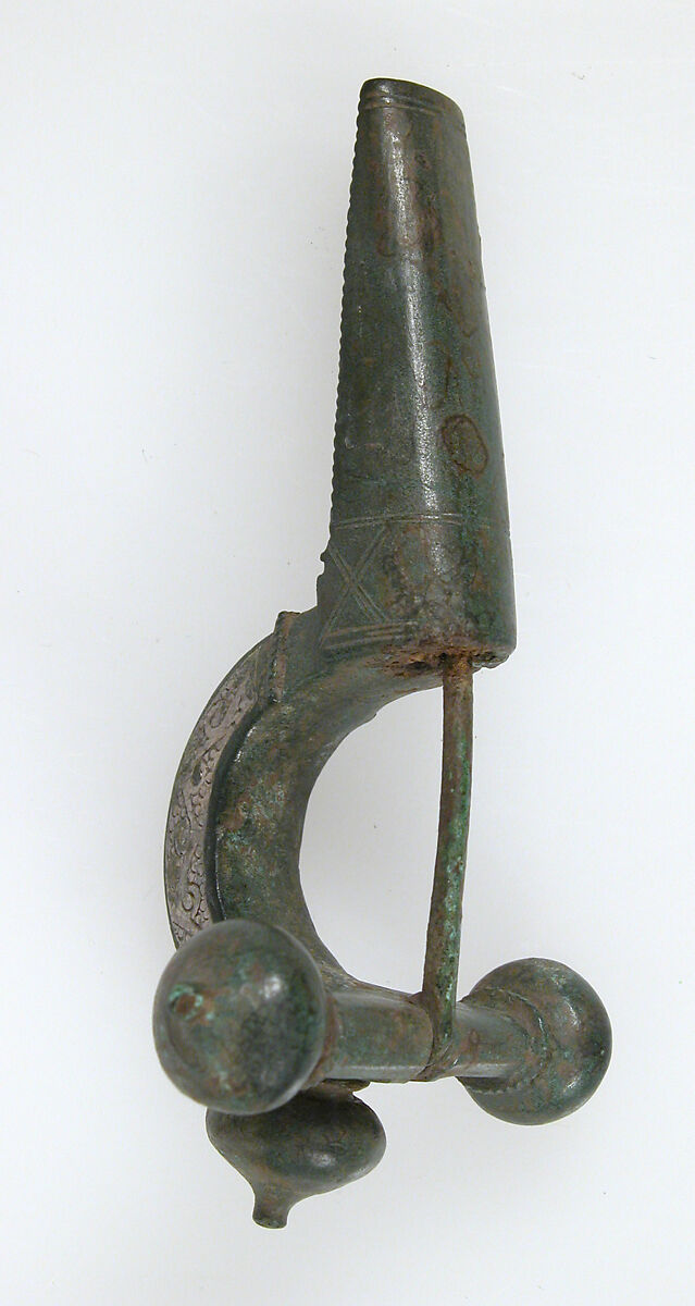 Crossbow Brooch, Cast copper alloy with silver inlay, Late Roman or Byzantine