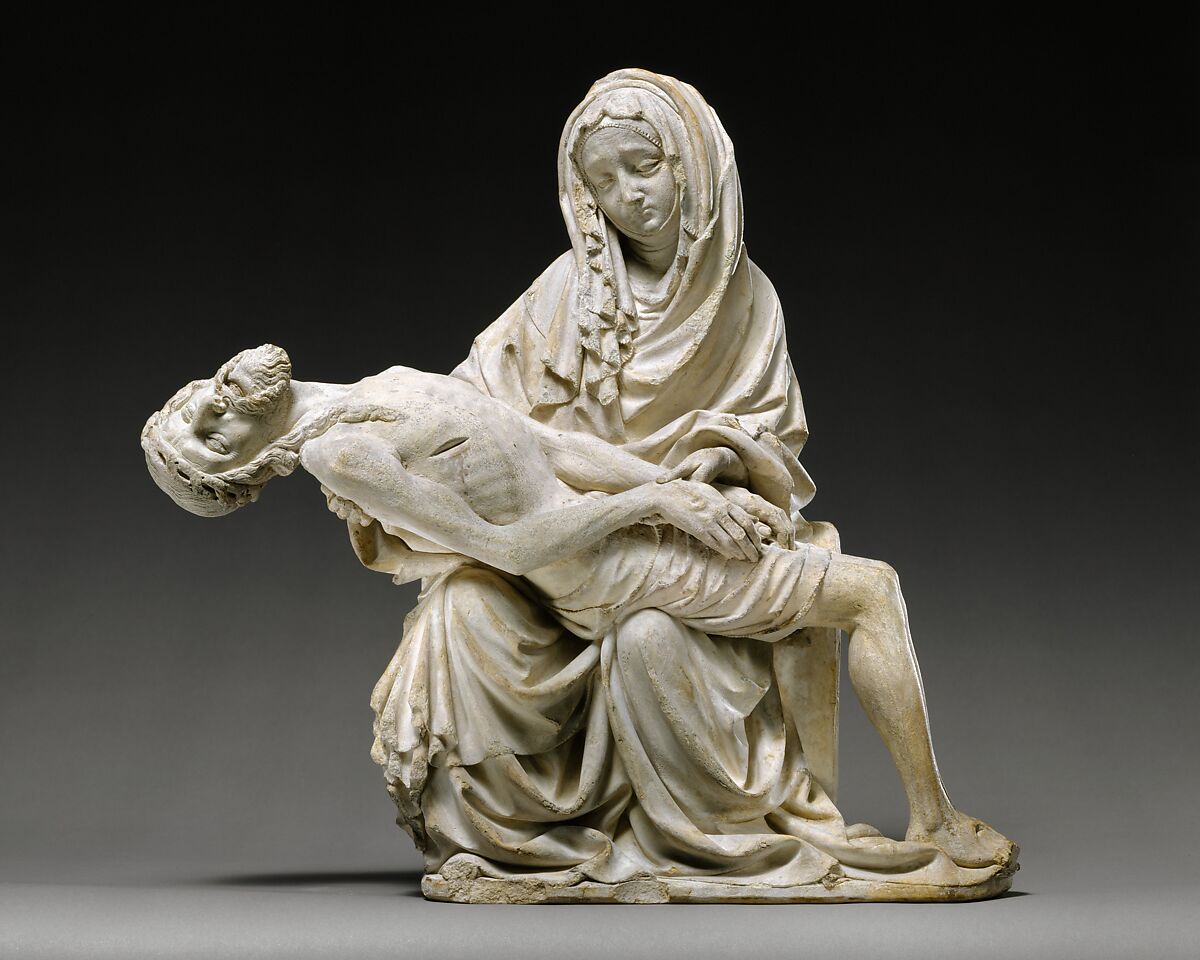 Pietà (Vesperbild), Limestone with polychrome highlight, Bohemian