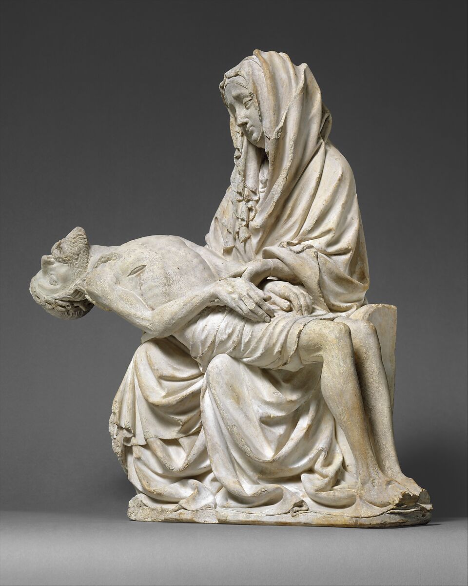 Pietà (Vesperbild), Limestone with polychrome highlight, Bohemian
