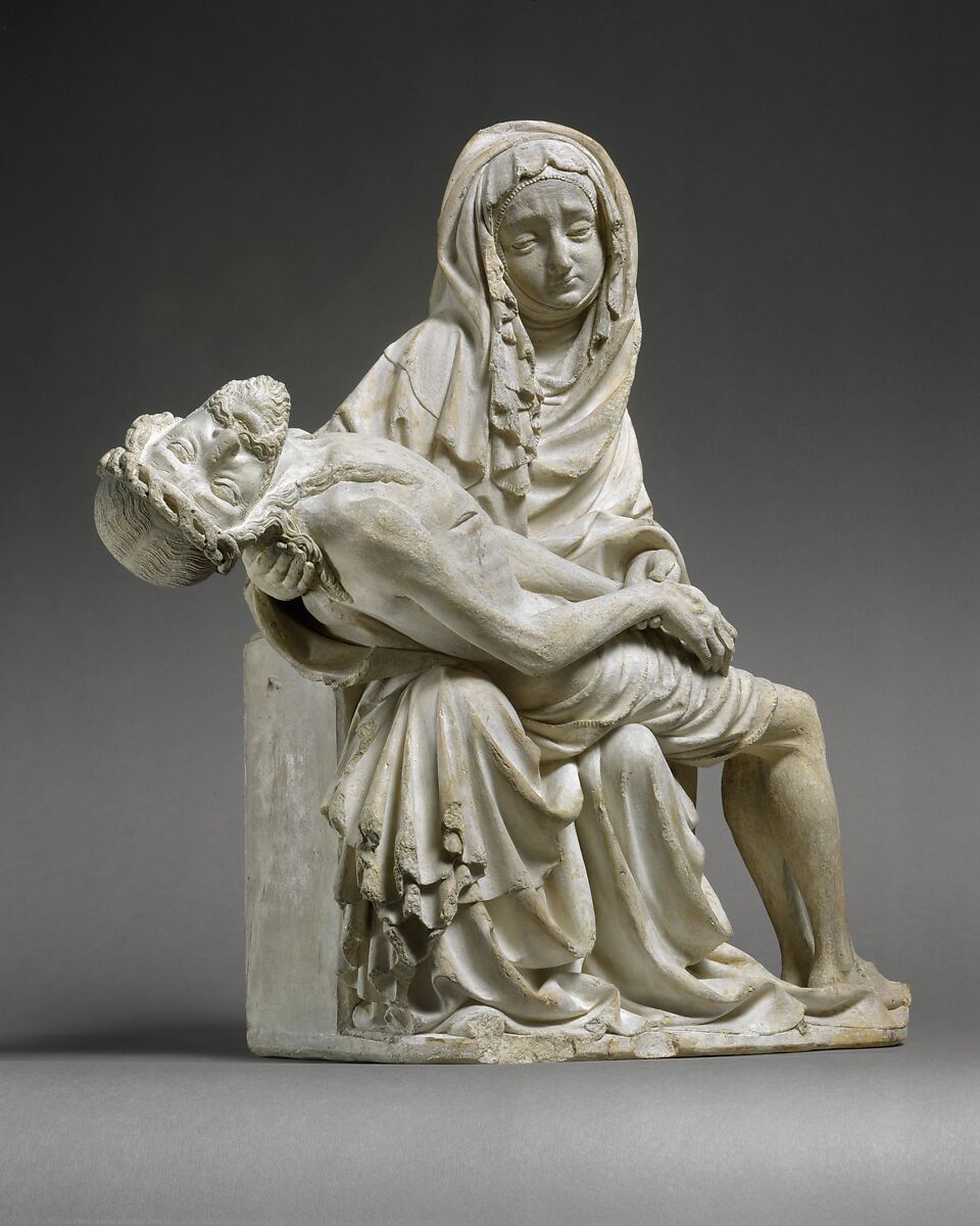 Pietà (Vesperbild), Limestone with polychrome highlight, Bohemian