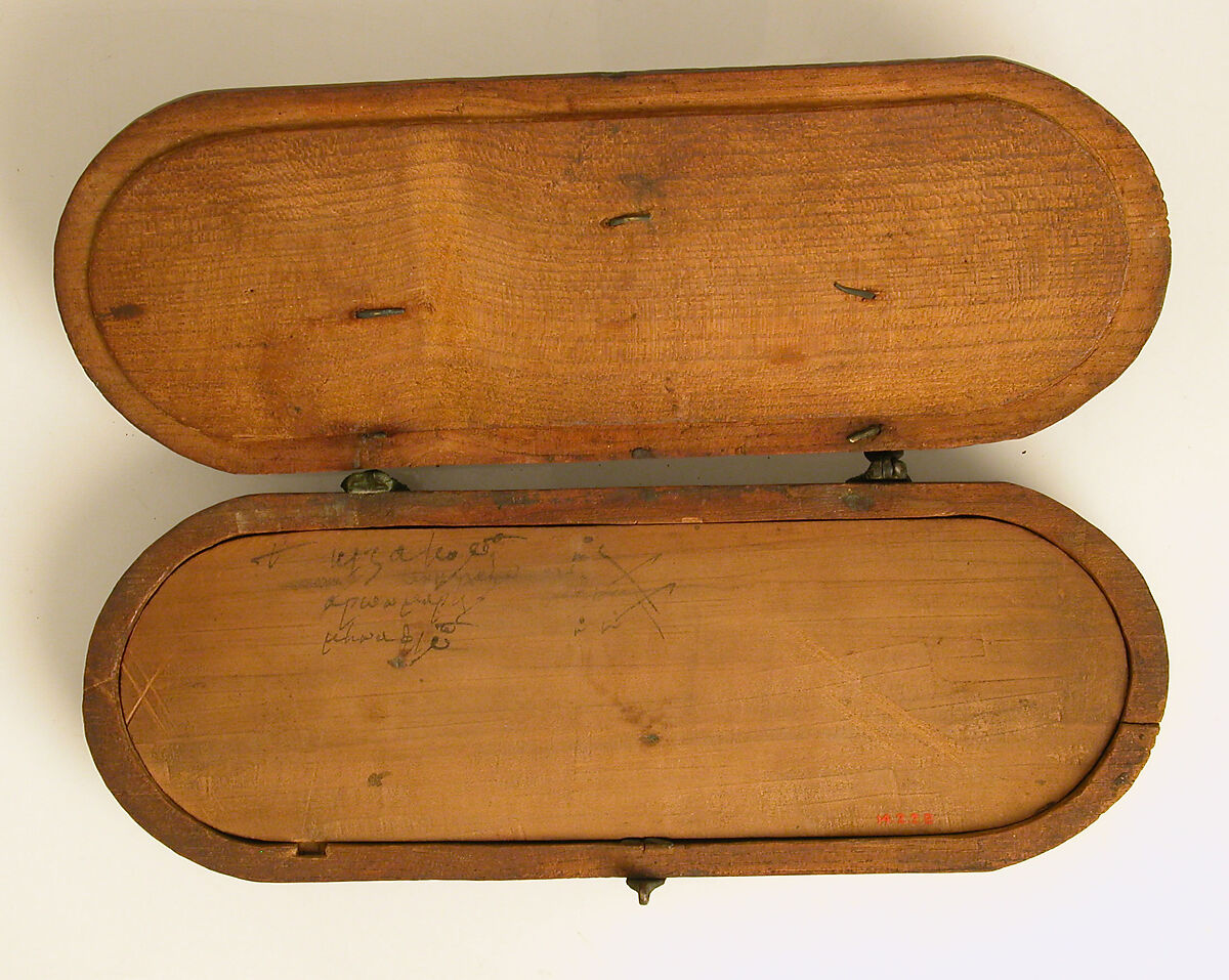 Wooden Box with Bronze Balance Scale, Wooden box and copper alloy scale, Coptic