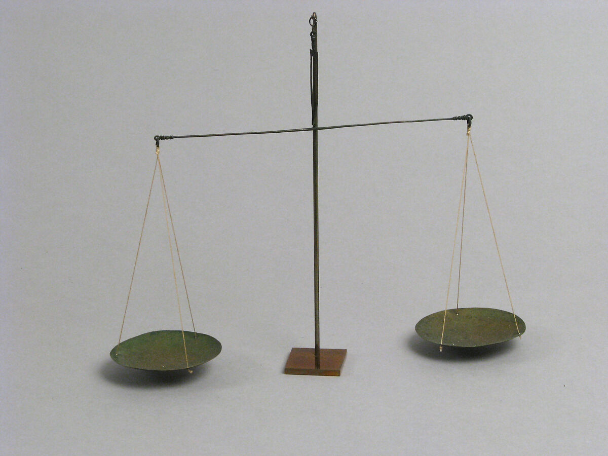 Wooden Box with Bronze Balance Scale, Wooden box and copper alloy scale, Coptic