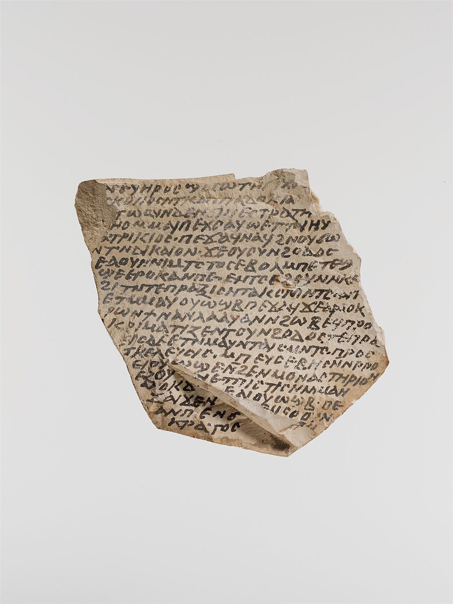 Ostrakon with an Epistle of Severos, Bishop of Antioch, Limestone with ink inscription, Coptic