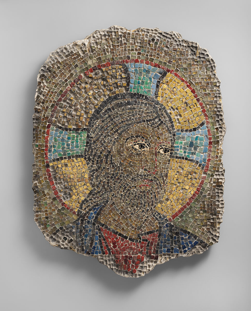 Head of Christ, Glass tesserae set in concrete, Byzantine