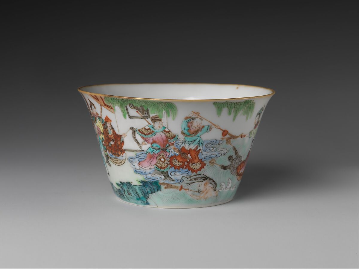Cup with narrative scene from the “Legend of the White Snake”, Porcelain painted in overglaze polychrome enamels (Jingdezhen ware), China