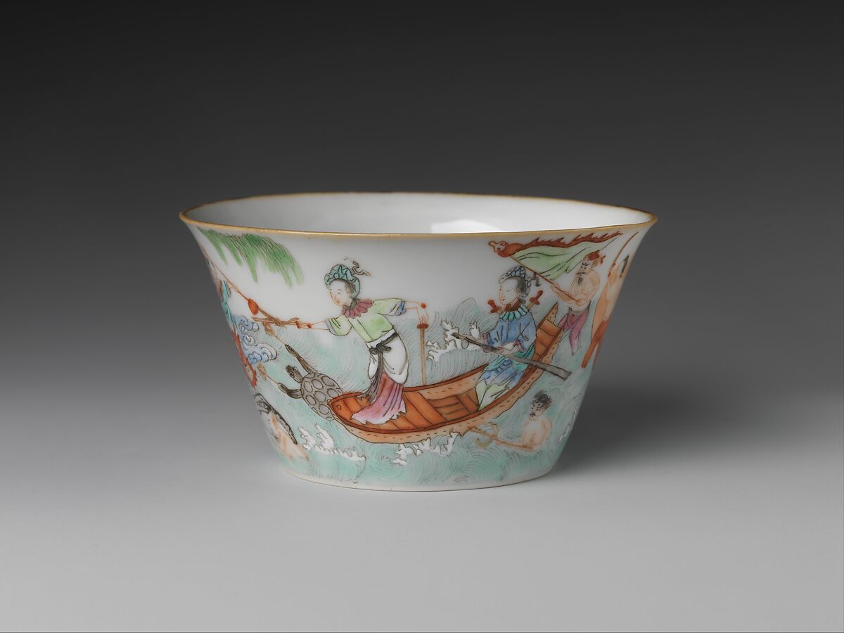 Cup with narrative scene from the “Legend of the White Snake”, Porcelain painted in overglaze polychrome enamels (Jingdezhen ware), China