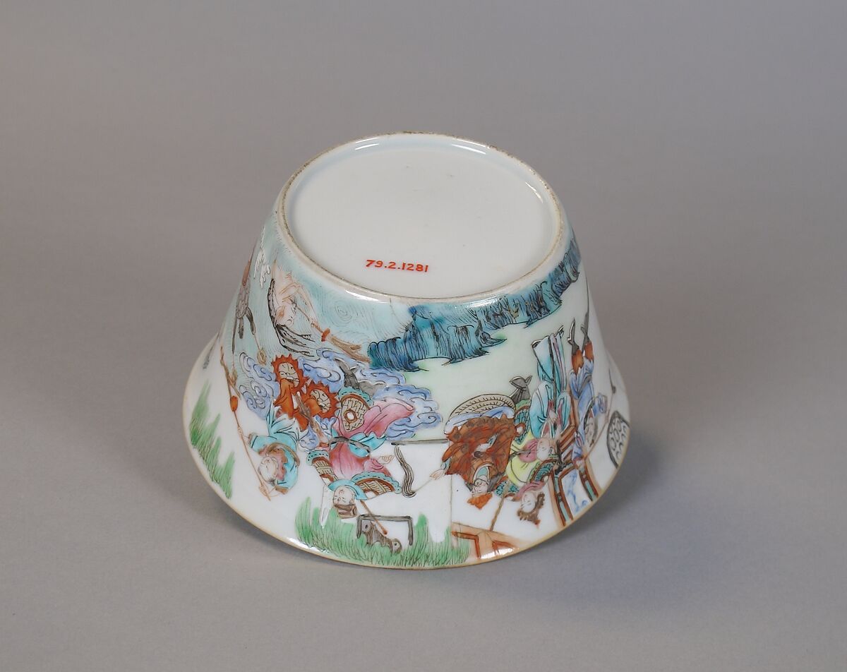 Cup with narrative scene from the “Legend of the White Snake”, Porcelain painted in overglaze polychrome enamels (Jingdezhen ware), China
