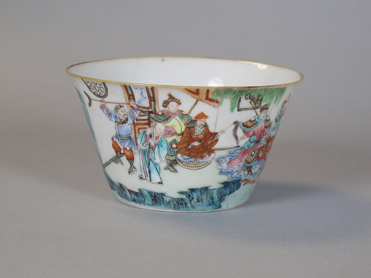 Cup with narrative scene from the “Legend of the White Snake”, Porcelain painted in overglaze polychrome enamels (Jingdezhen ware), China