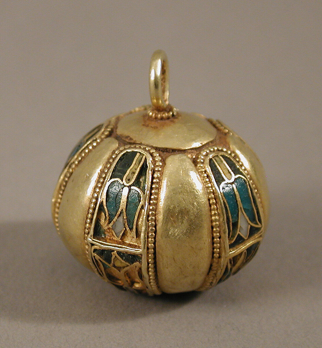 Spherical Pendant or Button, Cloisonné enamel and gold, Byzantine