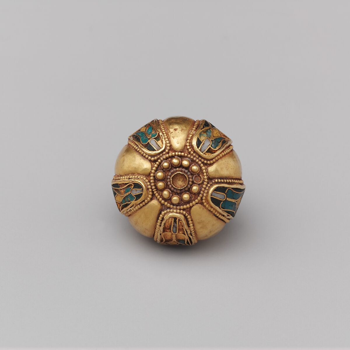 Spherical Pendant or Button, Cloisonné enamel and gold, Byzantine