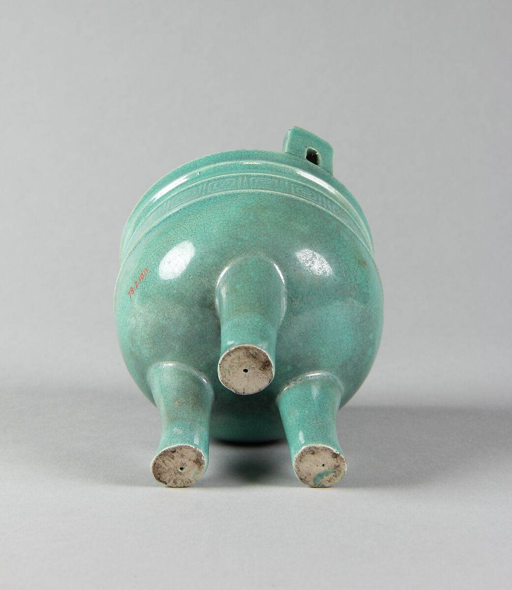 Tripod incense burner, Porcelain with crackled green glaze (Jingdezhen ware), China