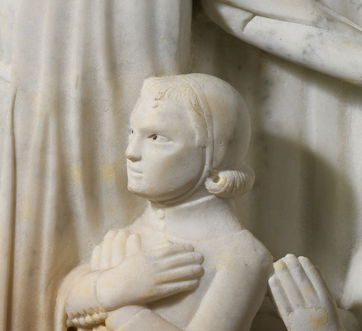 Presentation Scene with Saint Peter Martyr and Three Donors, Giovanni di Balduccio (Italian, active 1318–49), Marble, Italian