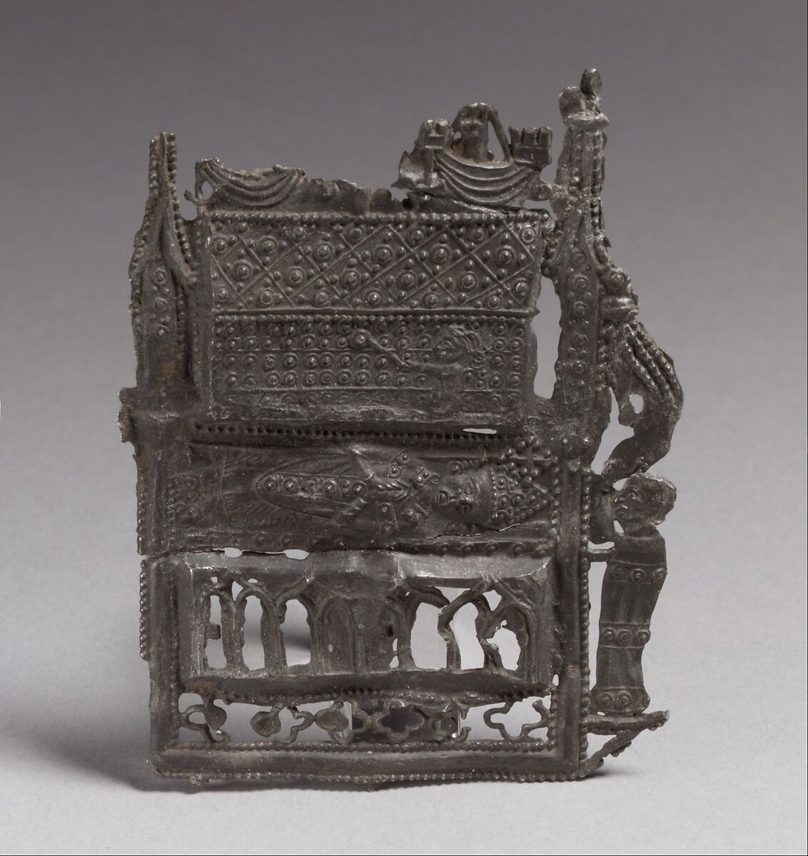 Pilgrim's Badge of the Shrine of St. Thomas Becket at Canterbury, Cast tin-lead alloy, British 