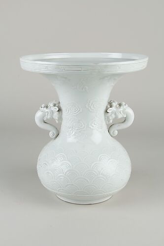 Vase with Lion-Shaped Handles and Cranes amid Clouds

