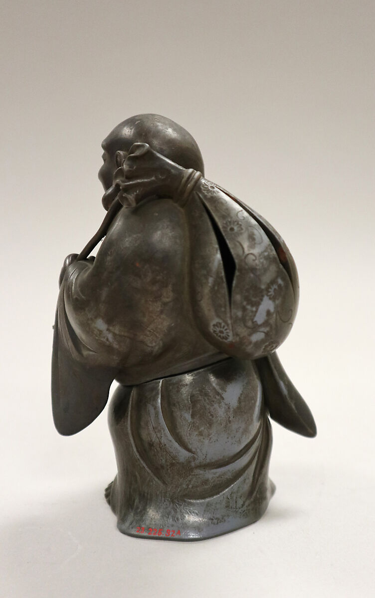Censer in form of a God (Hotei), Stoneware covered with glaze (Bizen ware), Japan