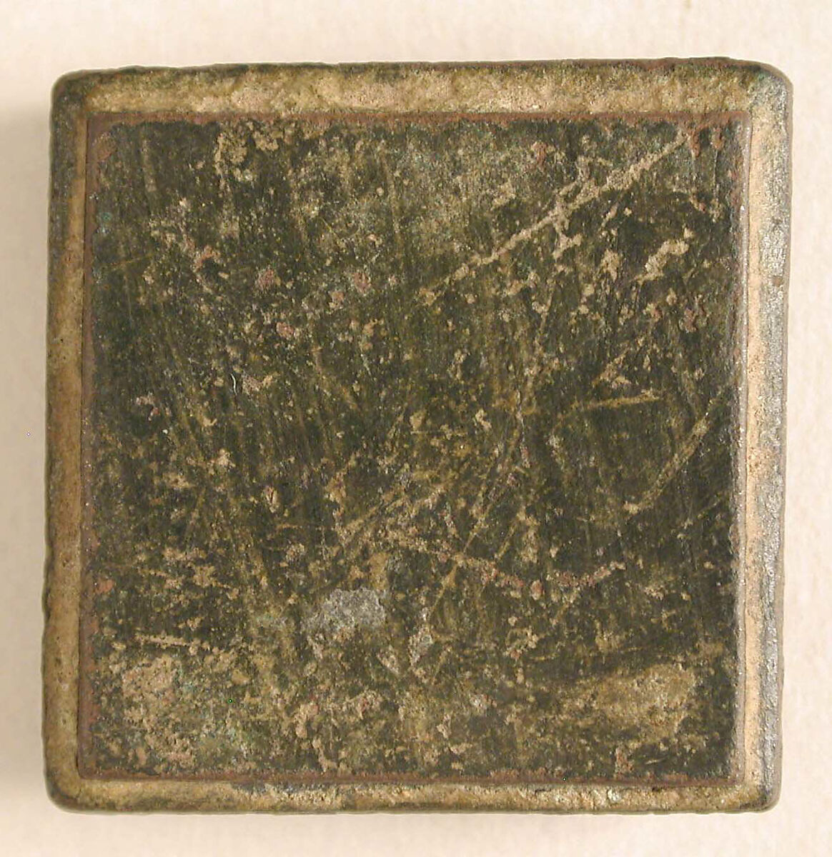 Balance Weight with Monogram, Copper alloy, silver inlay, Byzantine