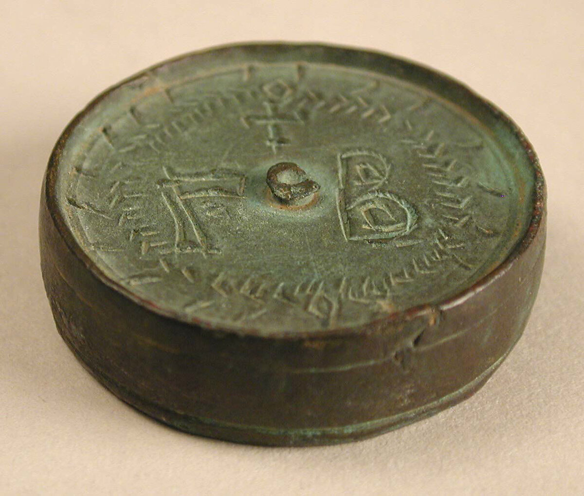 Three Round Copper-Alloy Balance Weights with Crosses, Copper alloy, Byzantine