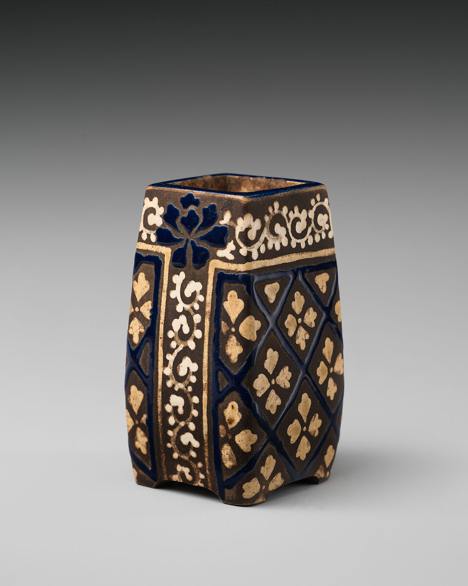 Incense Stick Burner, Pottery glazed in colors (Kyoto ware), Japan