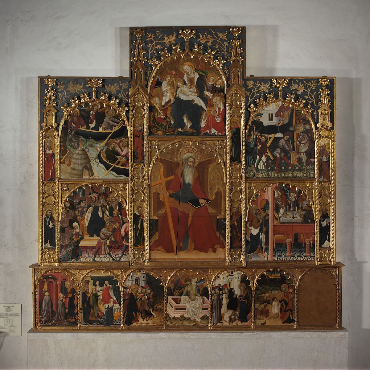 Retable with Scenes from the Life of Saint Andrew, Attributed to the Master of Roussillon (Spanish, active 1385–1428), Tempera and gilding on panel, Catalan 